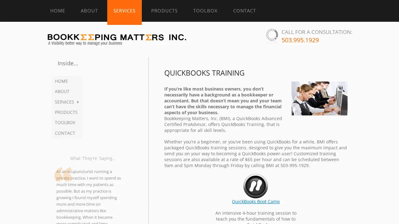 Bookkeeping Matters, Inc. page