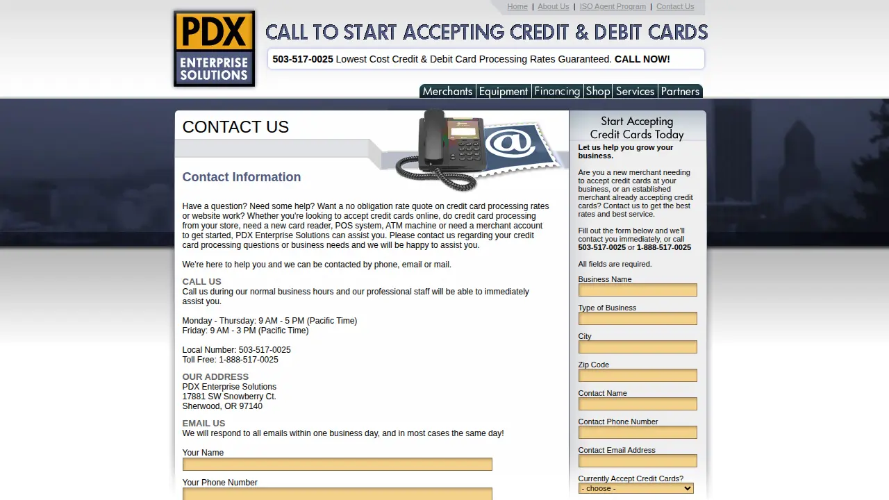 PDX Enterprise Solutions page