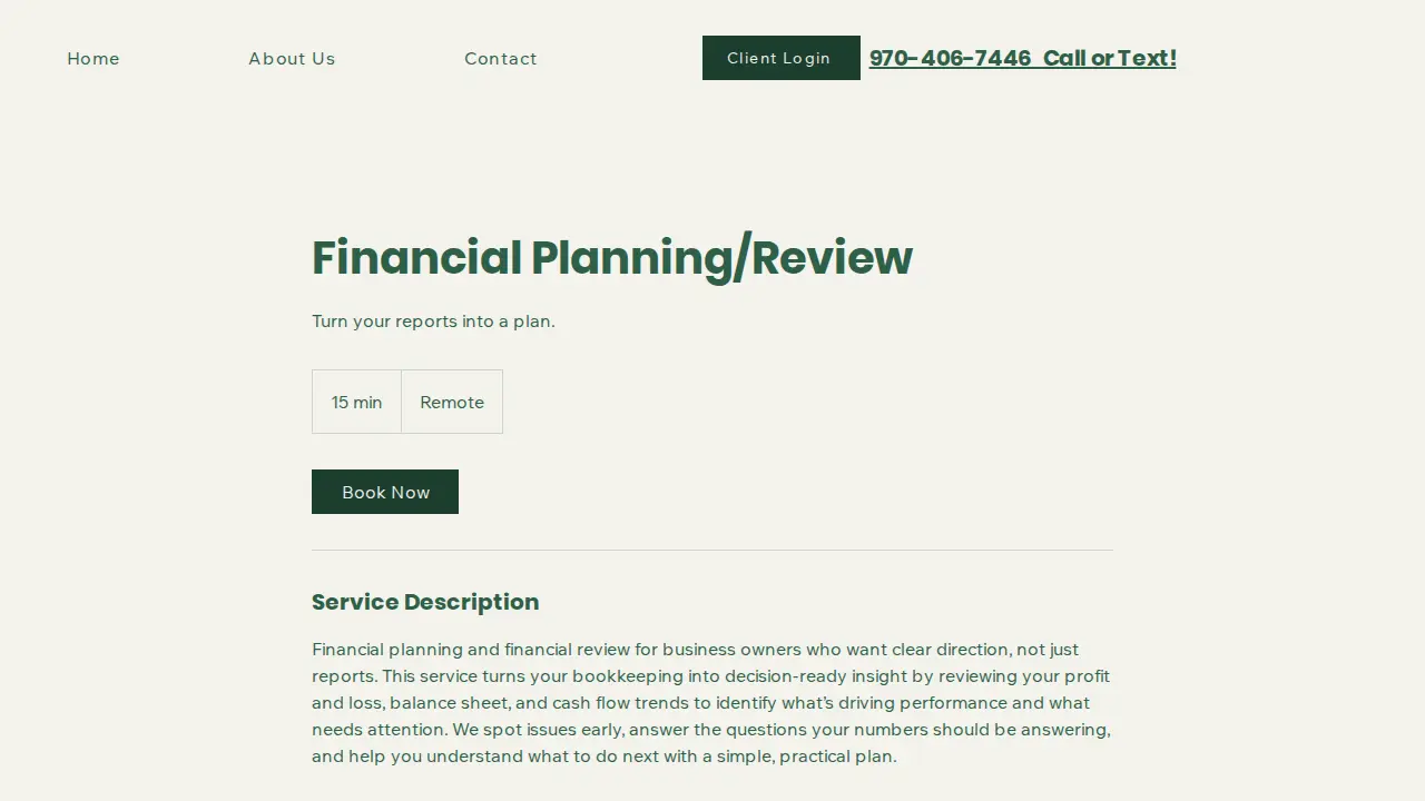Peak One Bookkeeping page