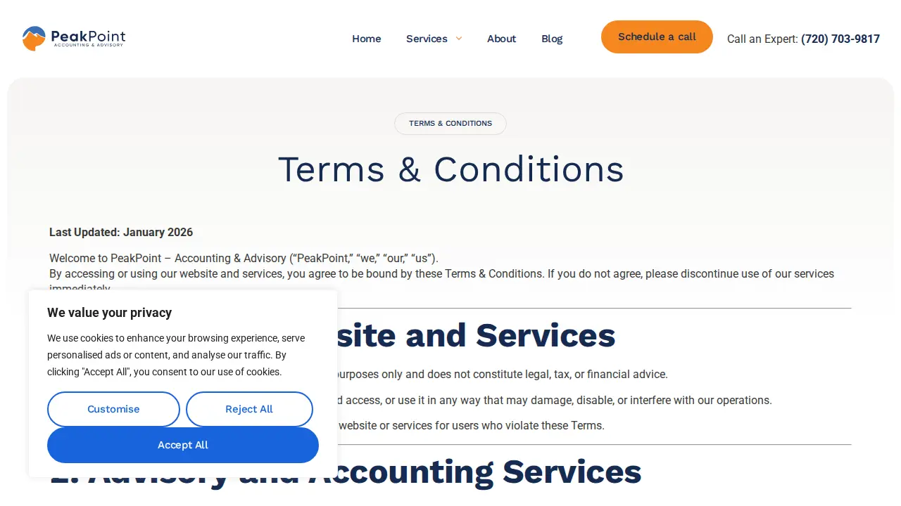 PeakPoint Accounting & Advisory page