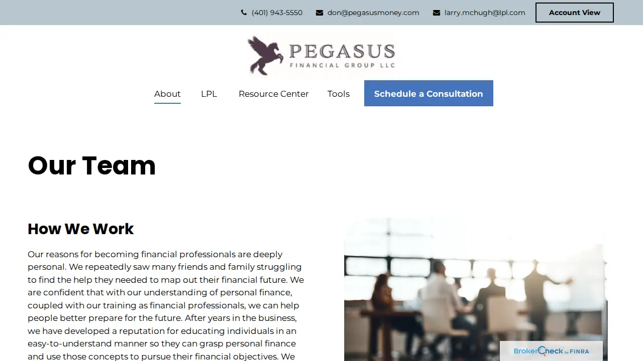 Pegasus Financial Group page