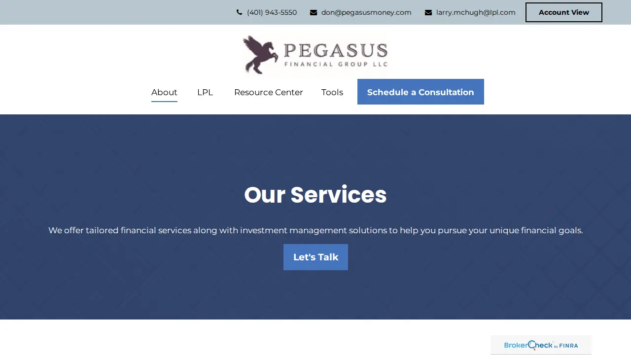 Pegasus Financial Group page