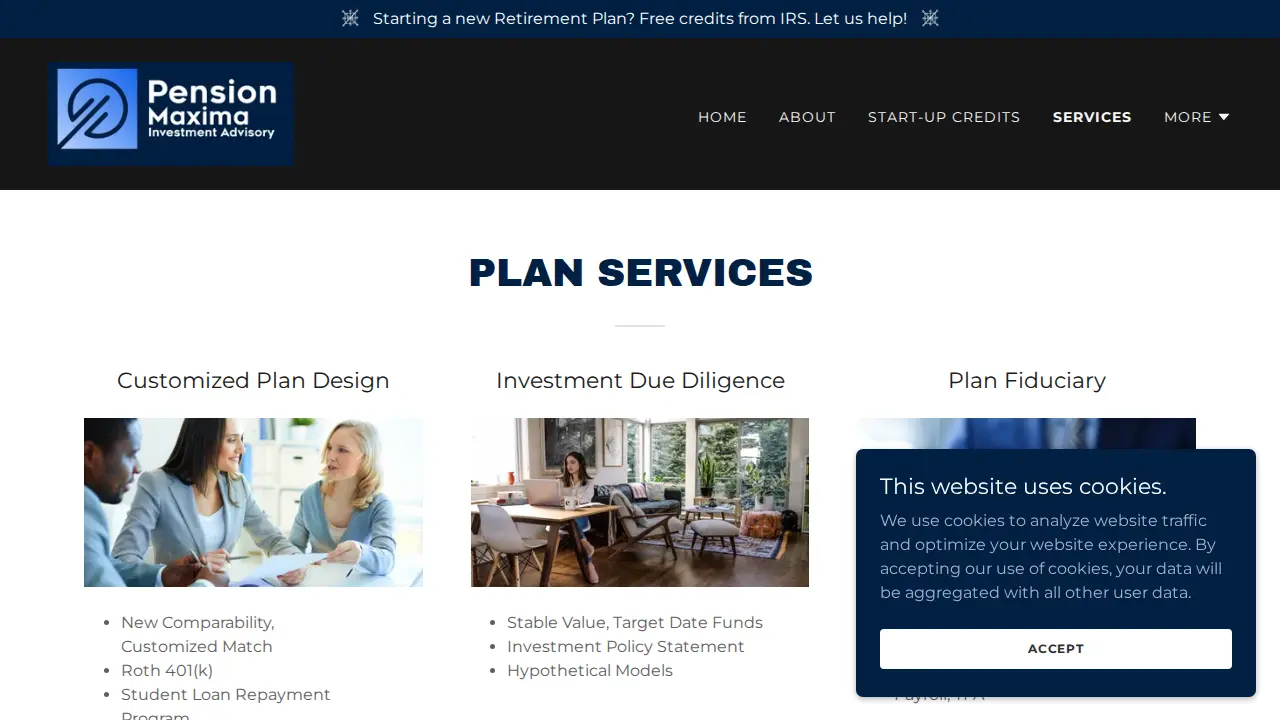 Pension Maxima Investment Advisory page