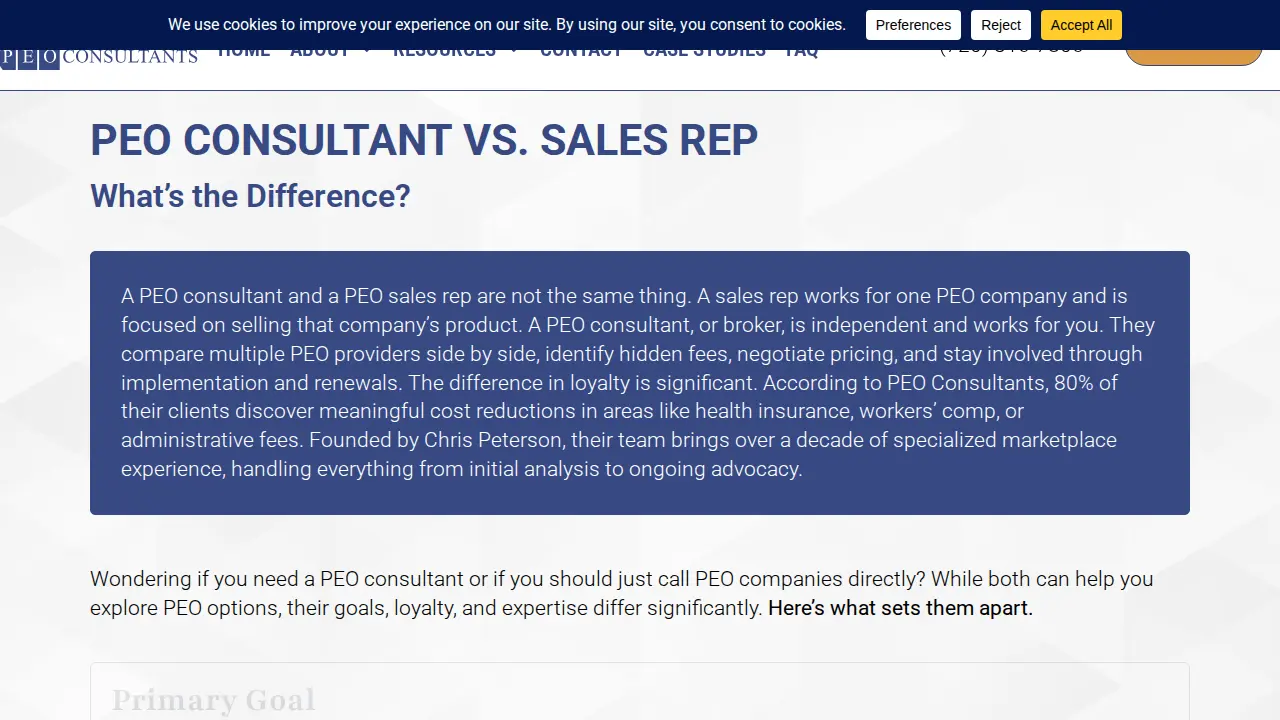 PEO Consultants page