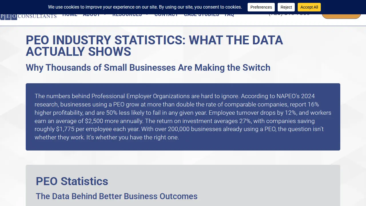 PEO Consultants page