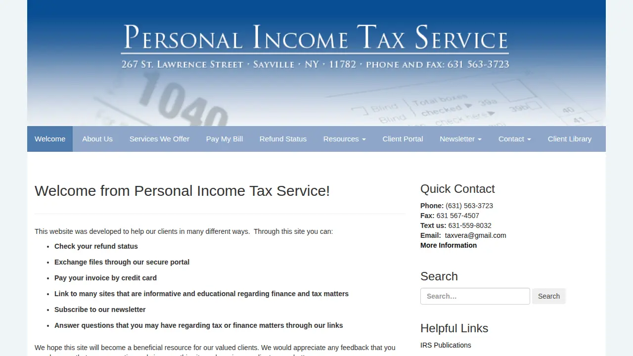 from Personal Income Tax Service! page
