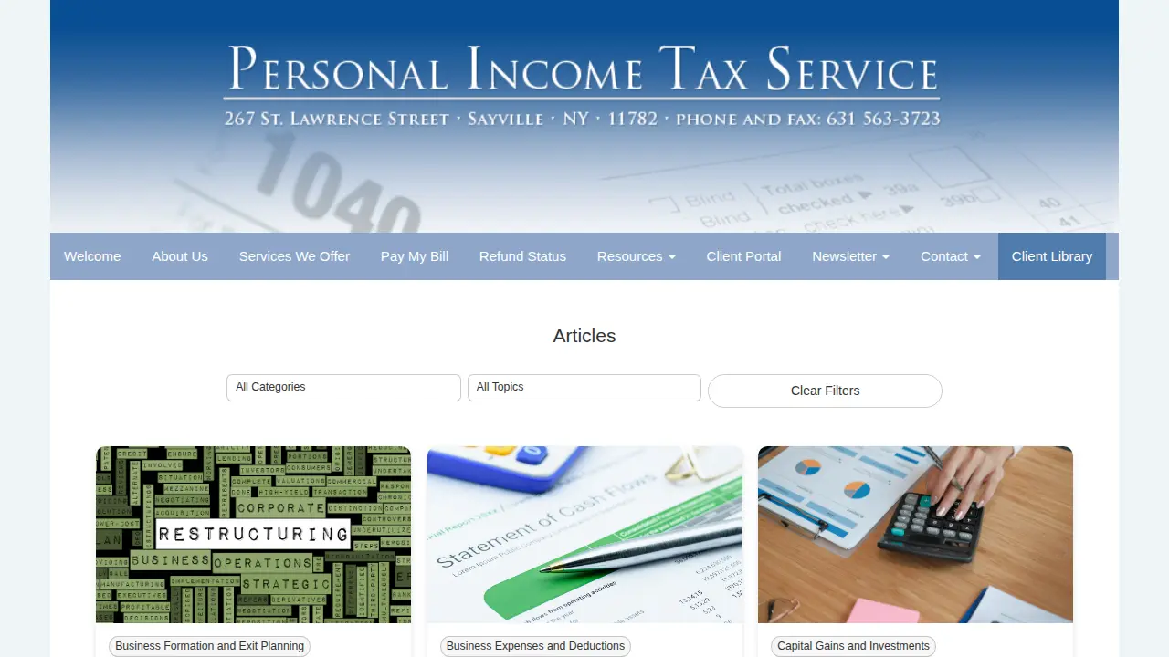 from Personal Income Tax Service! page