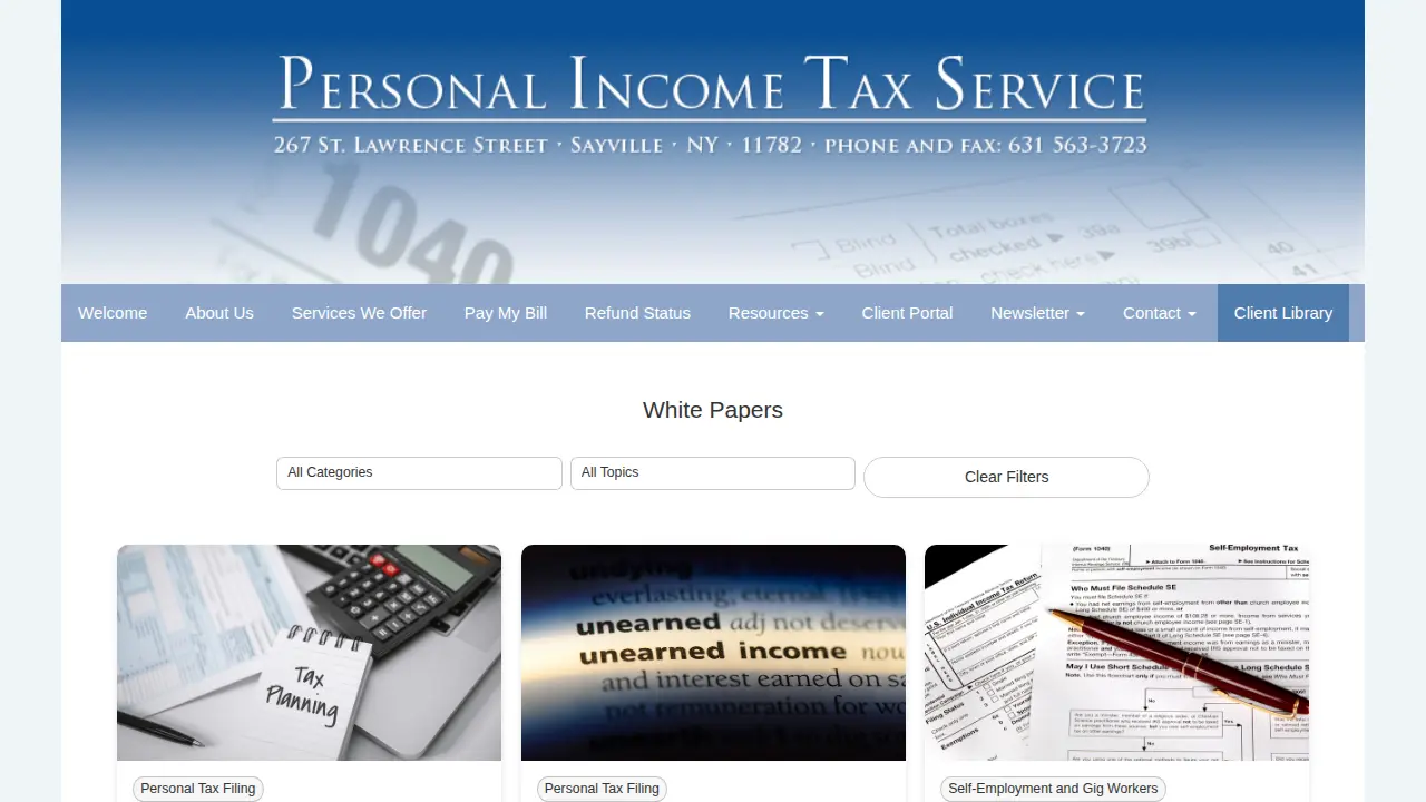 from Personal Income Tax Service! page