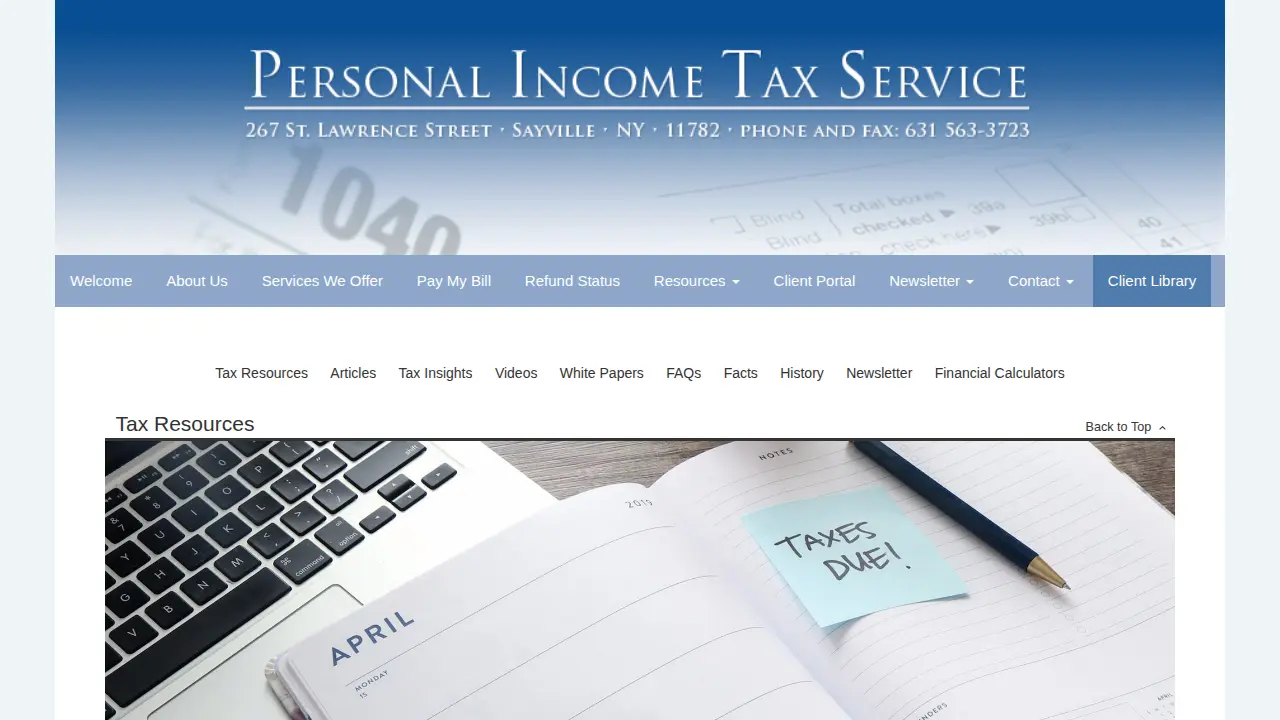 from Personal Income Tax Service! page