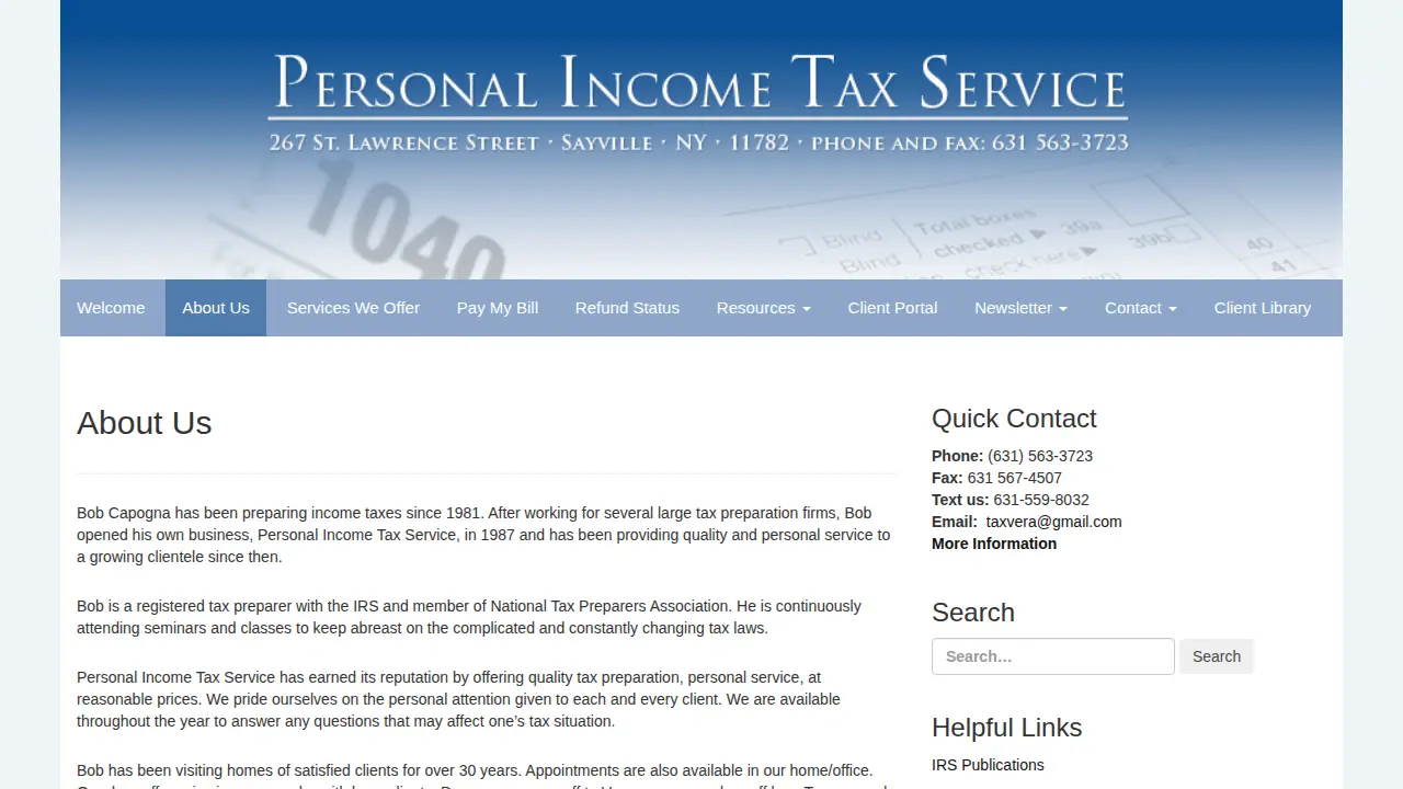 from Personal Income Tax Service! page