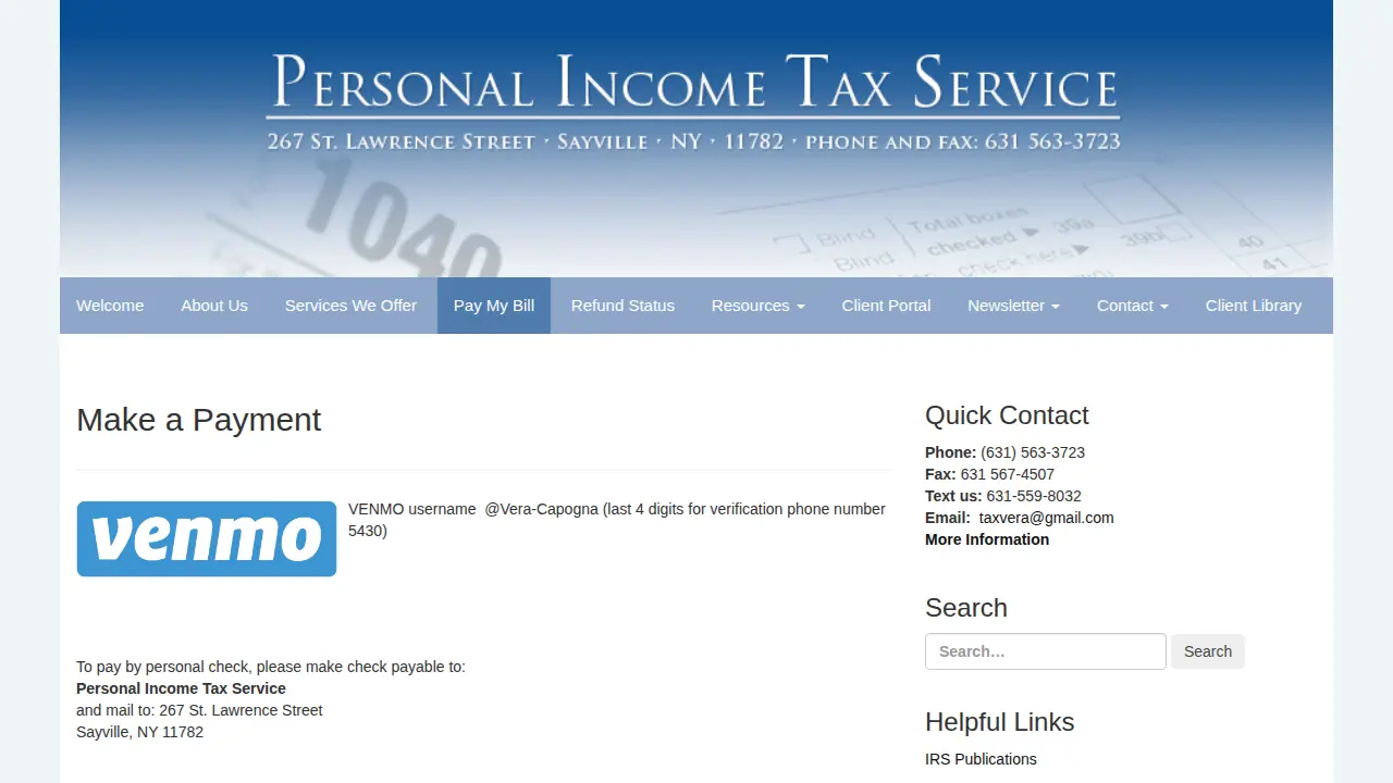 from Personal Income Tax Service! page
