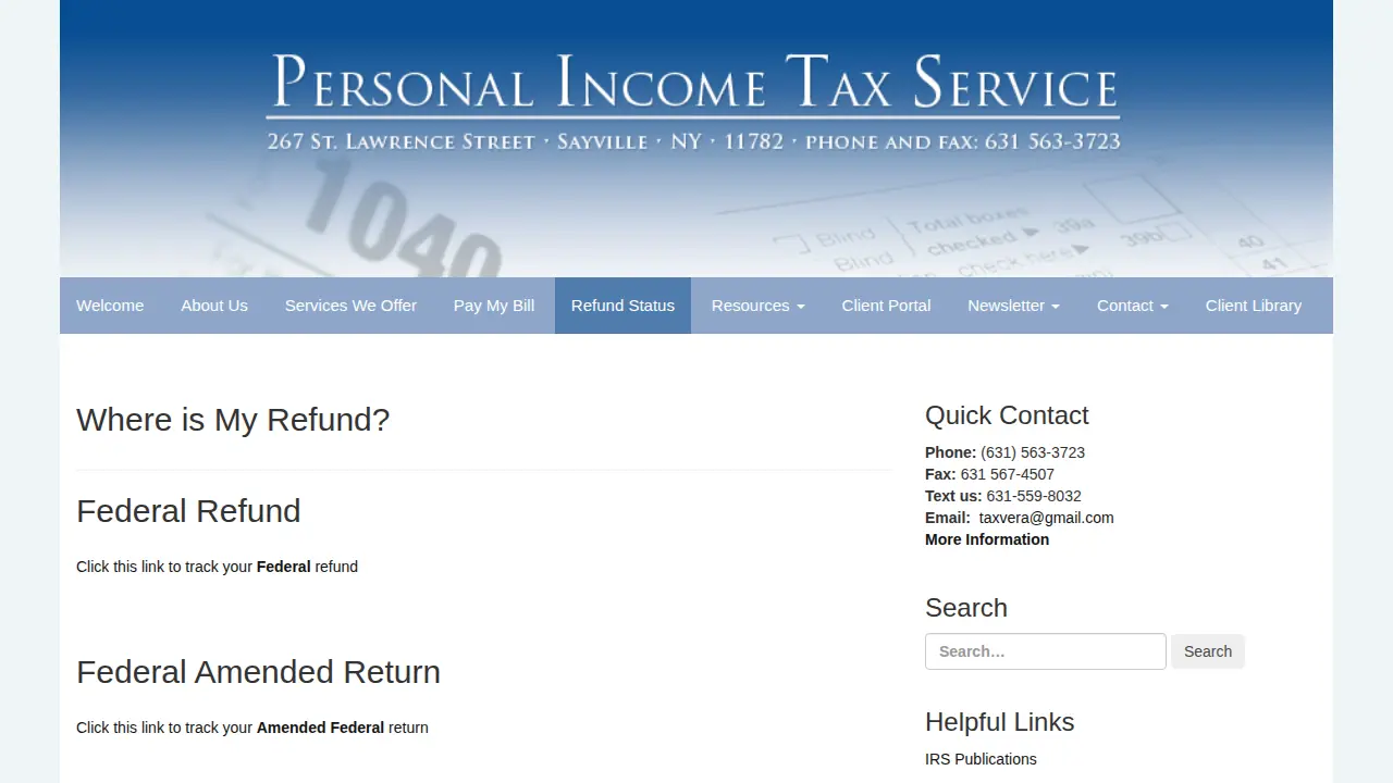 from Personal Income Tax Service! page