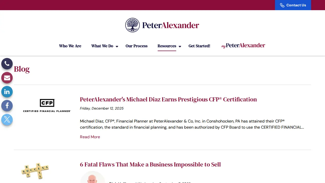 Peter Alexander Financial Services page
