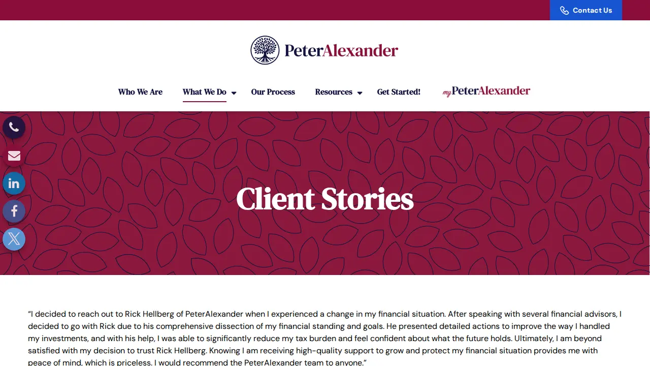Peter Alexander Financial Services page