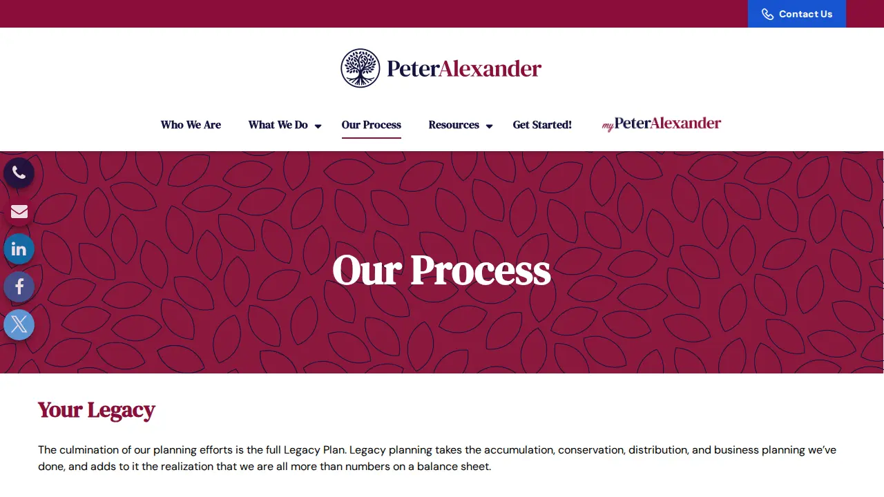 Peter Alexander Financial Services page