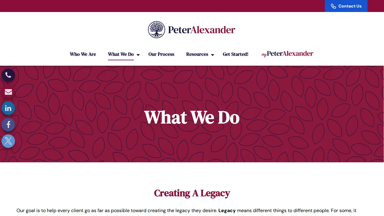 Peter Alexander Financial Services page