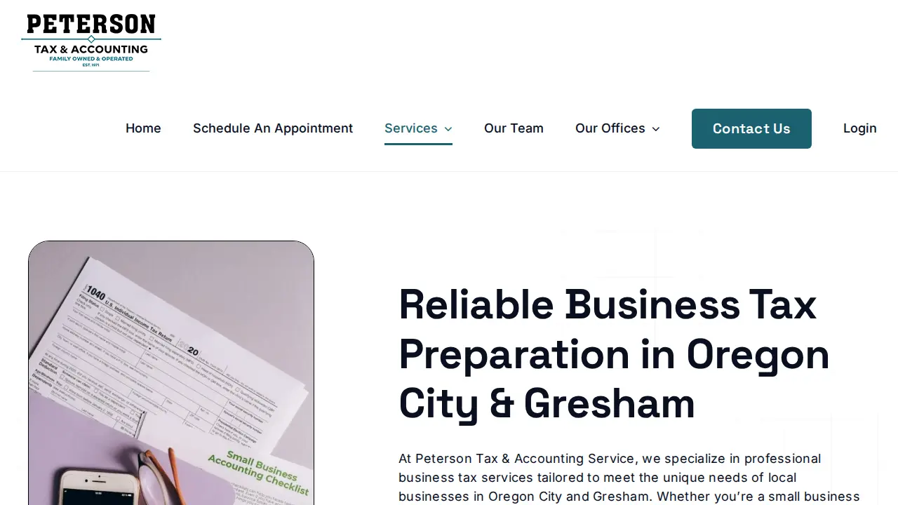 Peterson Tax & Accounting Service page