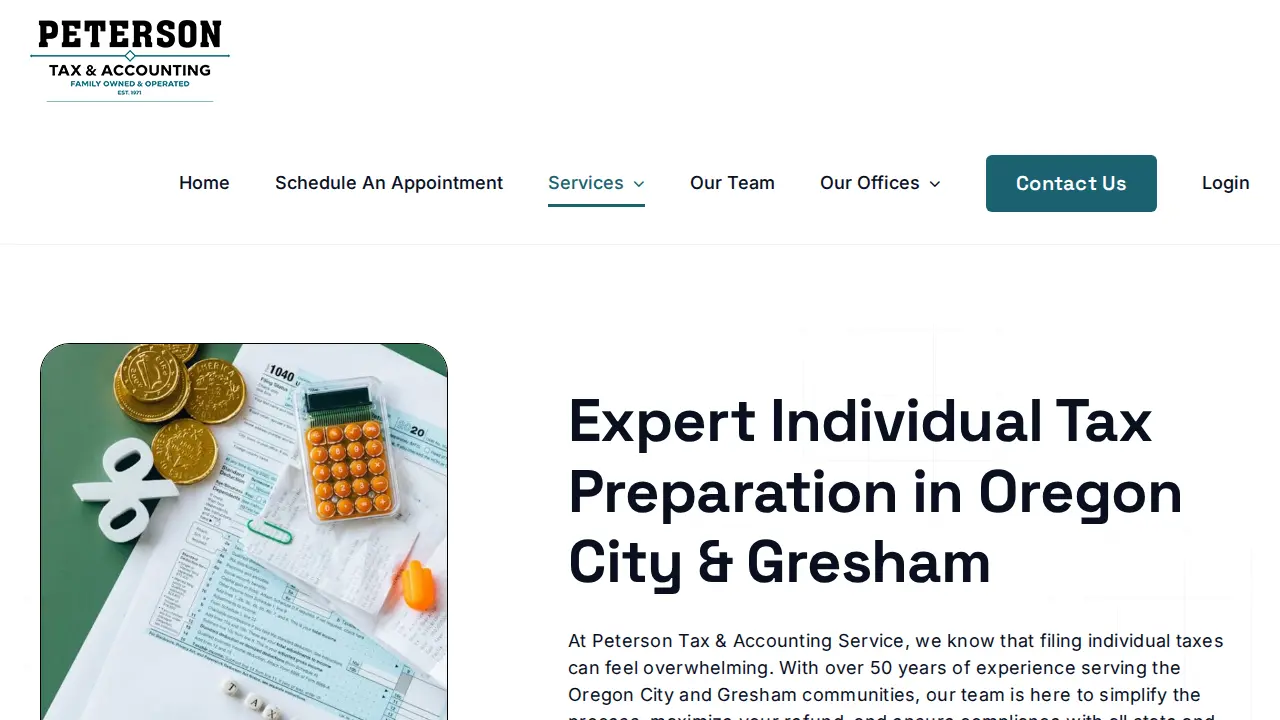 Peterson Tax & Accounting Service page