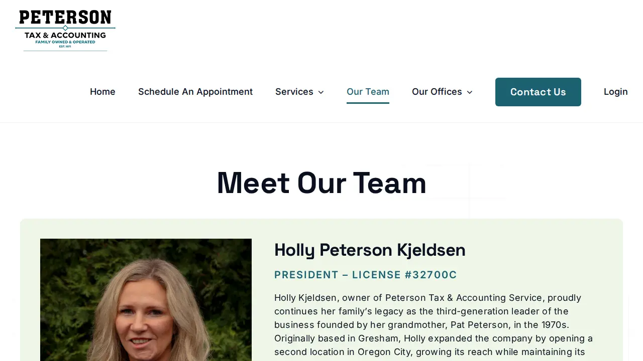 Peterson Tax & Accounting Service page