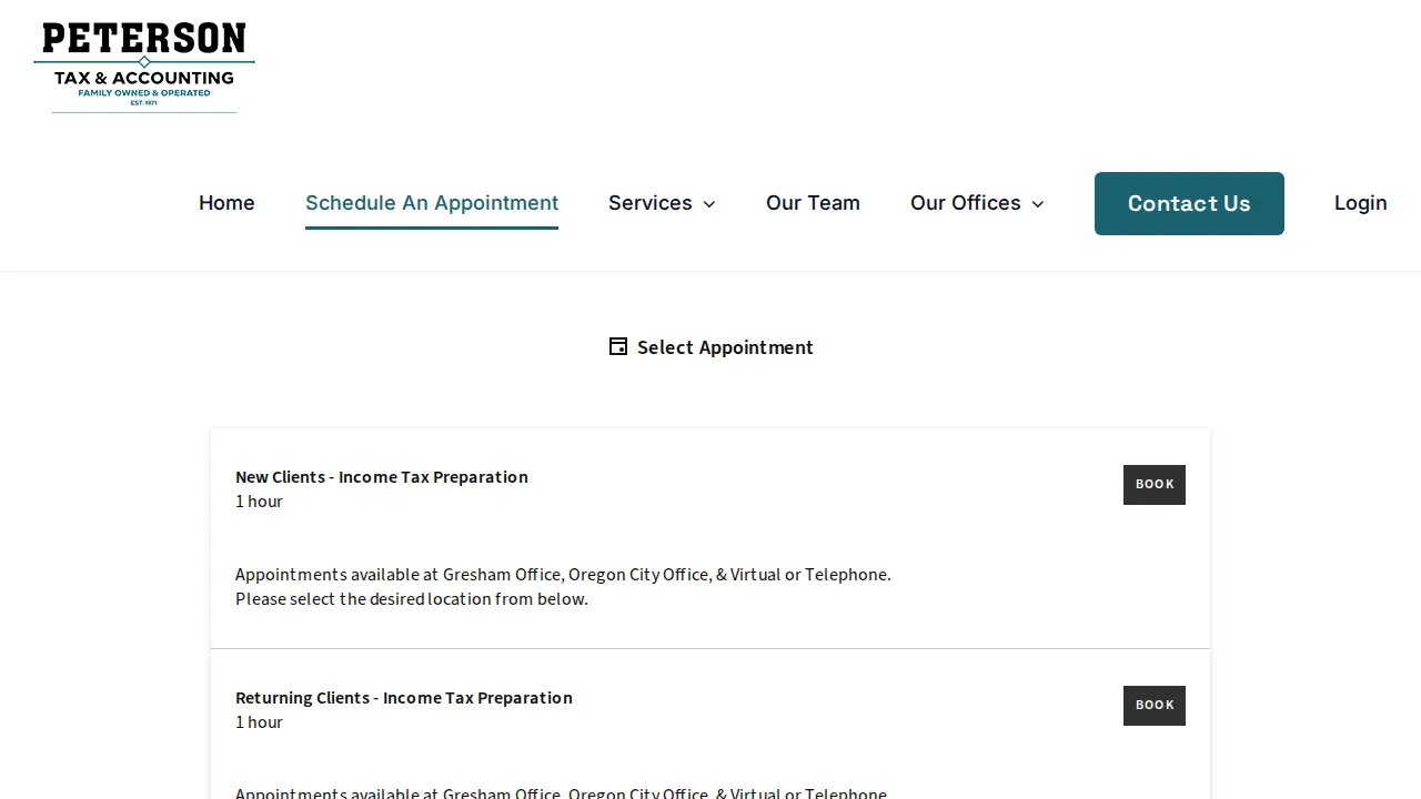 Peterson Tax & Accounting Service page