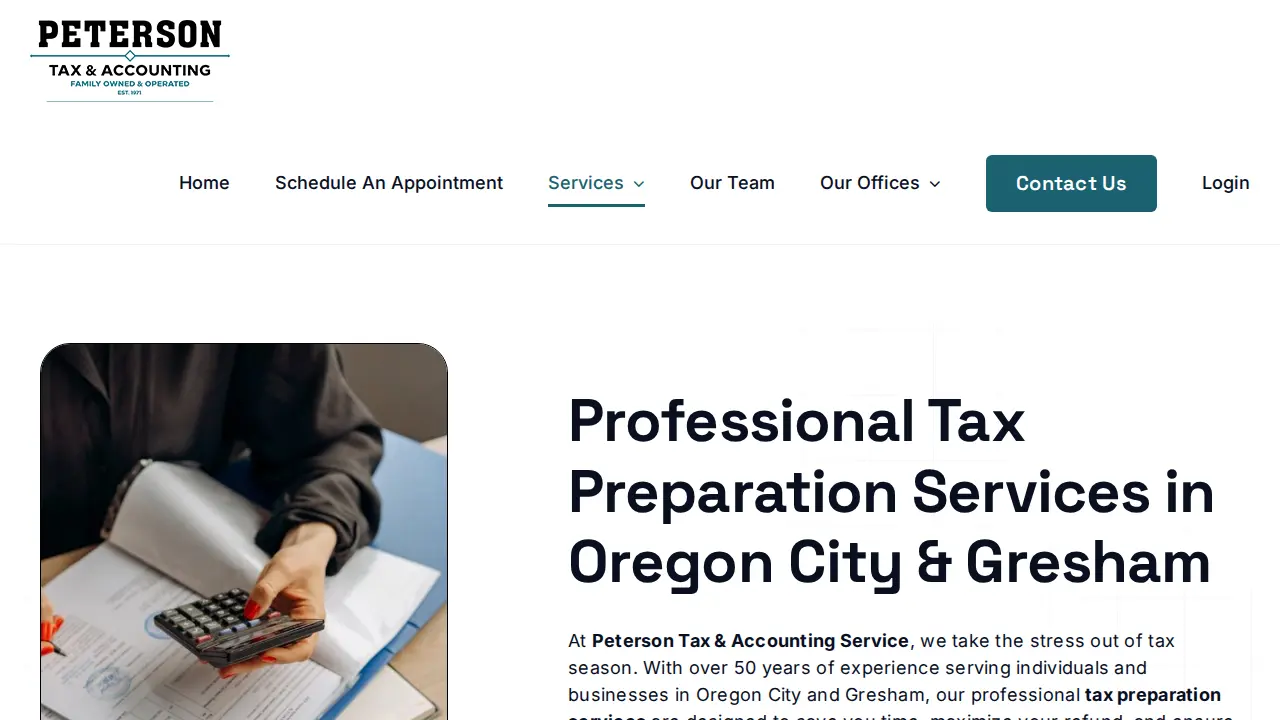 Peterson Tax & Accounting Service page