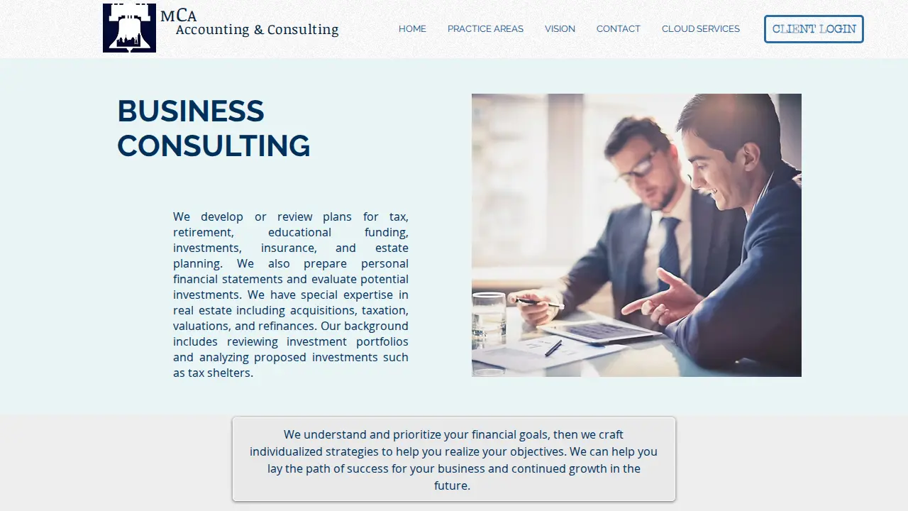 MCA Accounting & Consulting page