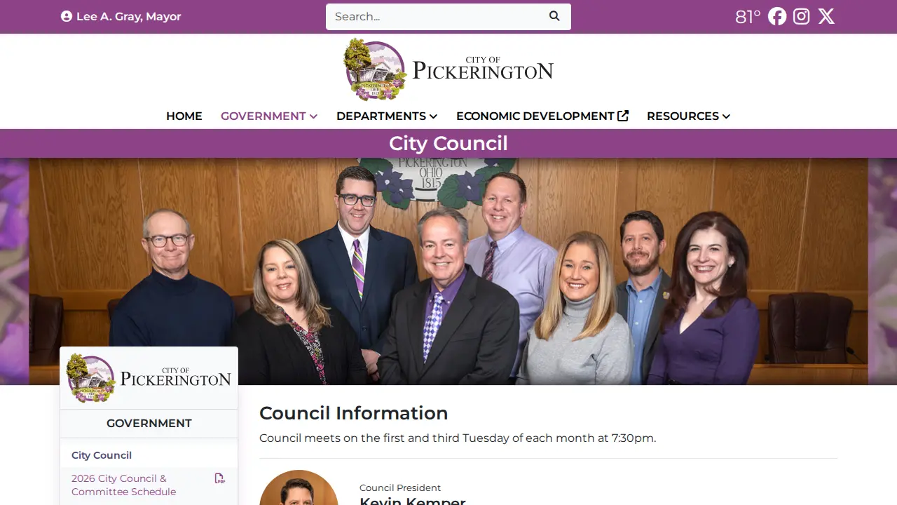 Pickerington City Hall page