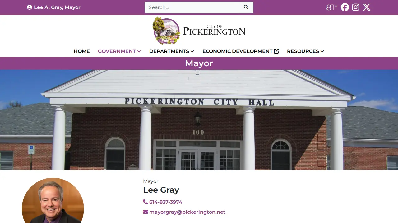 Pickerington City Hall page