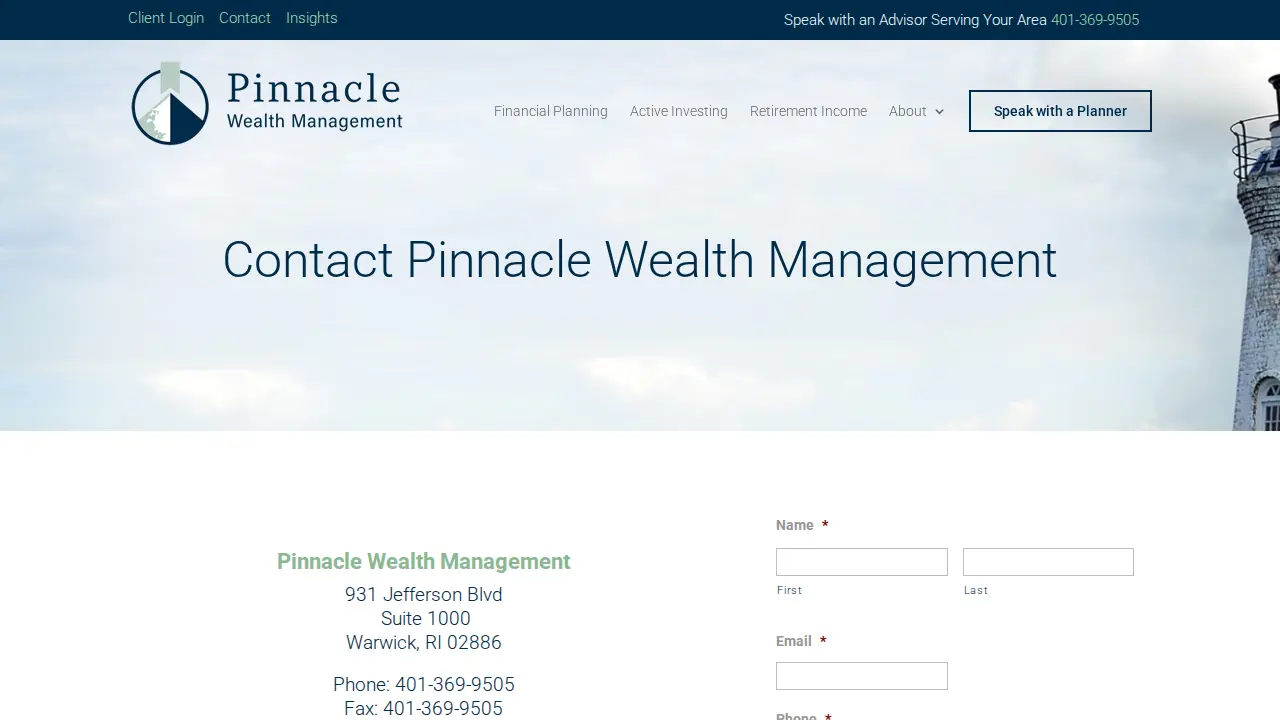 Pinnacle Wealth Management page