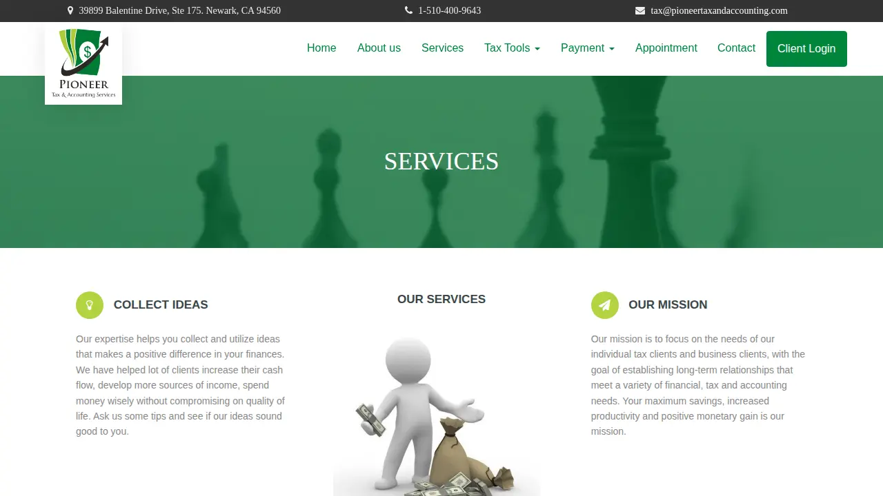 Pioneer Tax & Accounting Services page