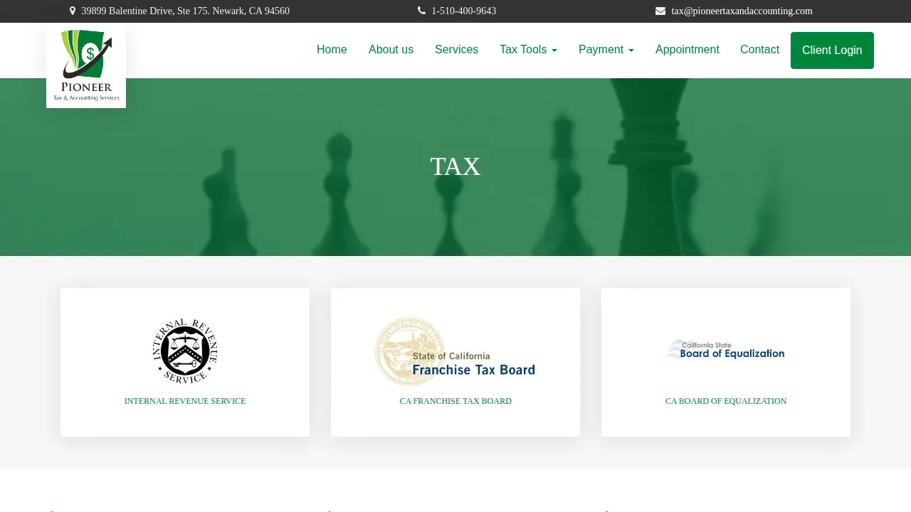 Pioneer Tax & Accounting Services page