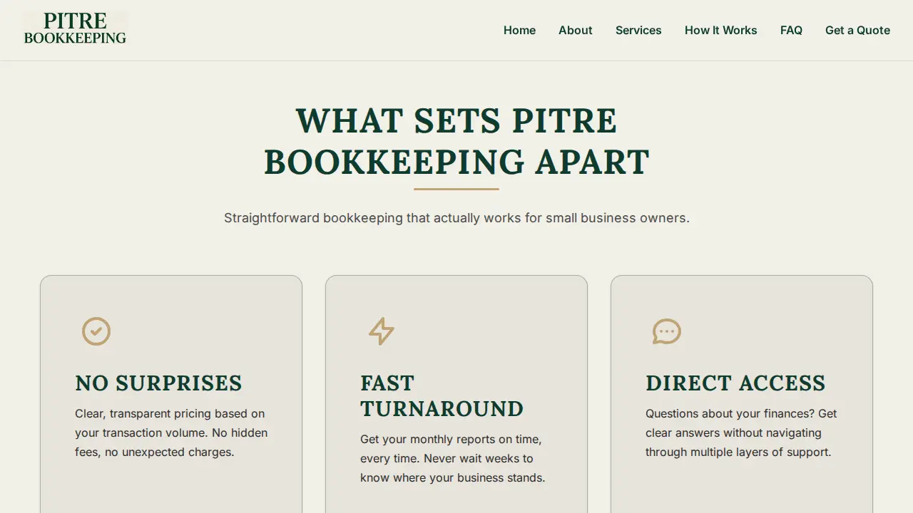 Pitre Bookkeeping page