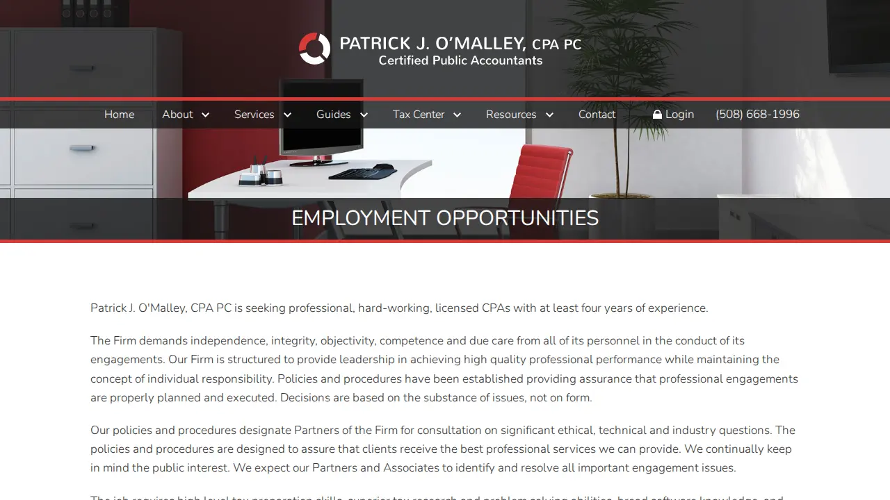 Patrick J O'Malley PC page
