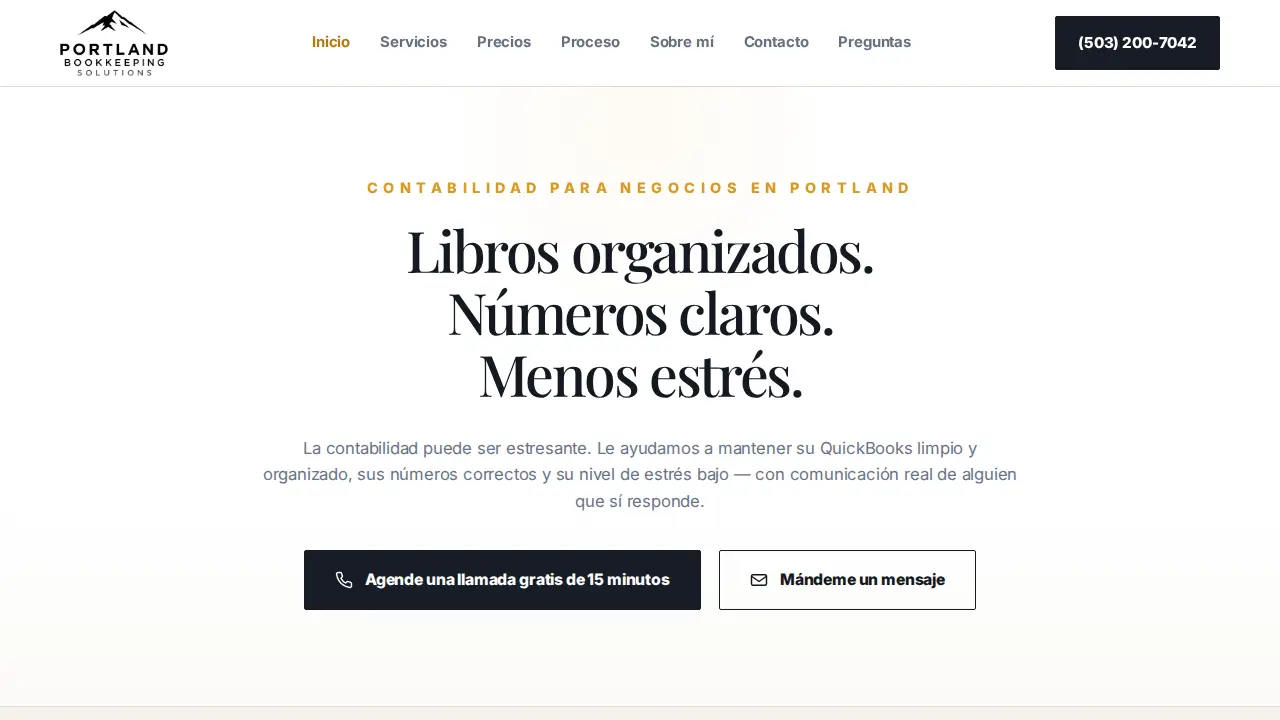 Portland Bookkeeping Solutions page
