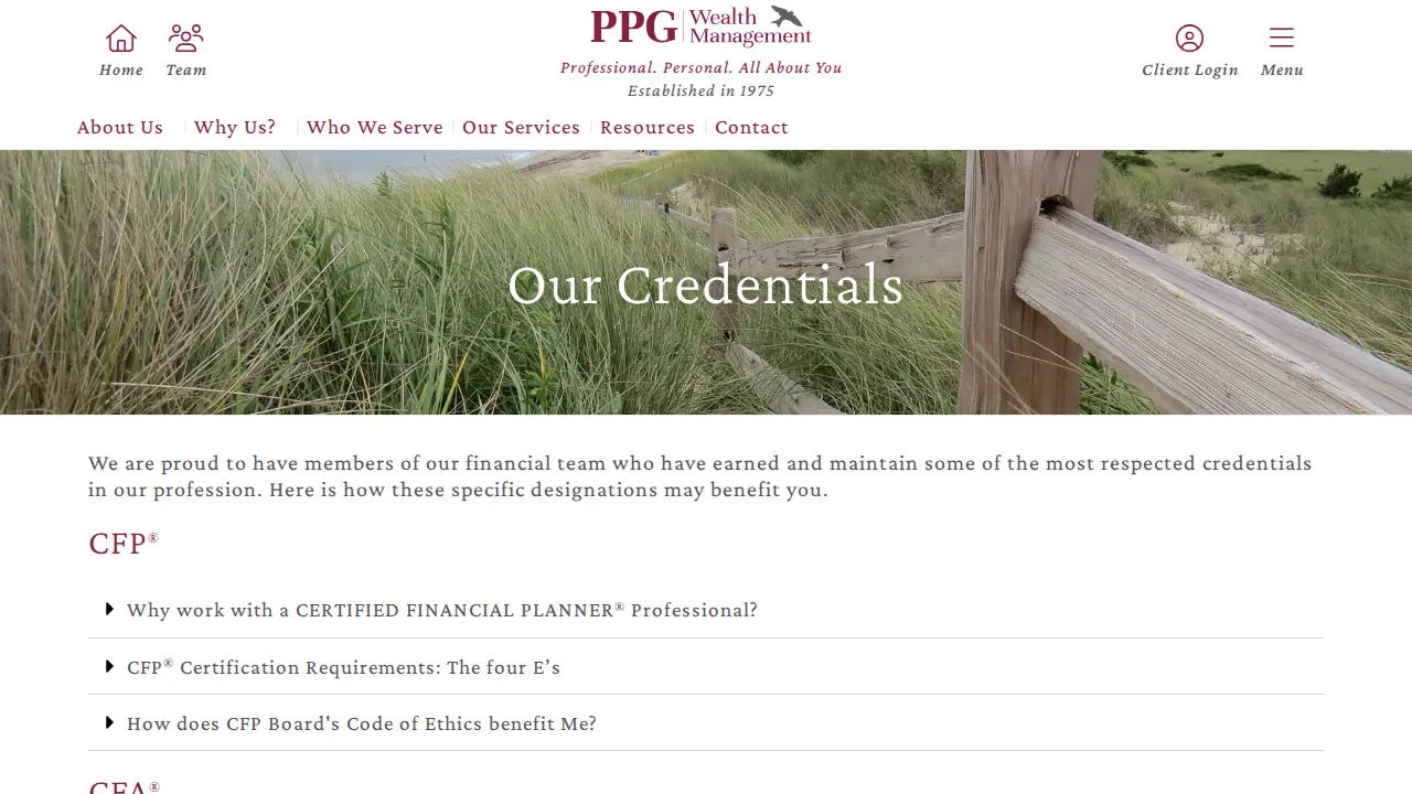 Professional Planning Group page