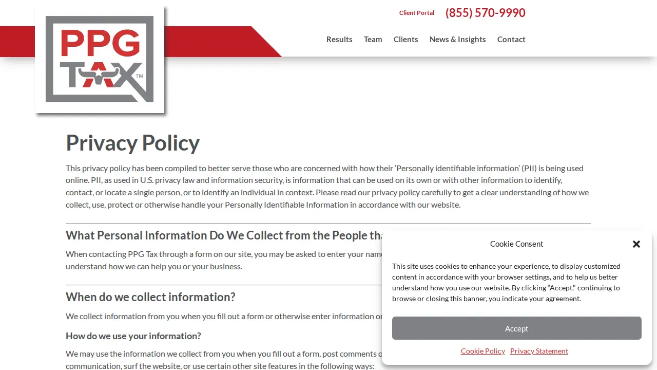 PPG Tax page