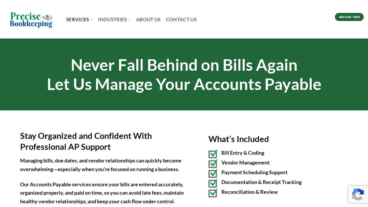 Precise Bookkeeping page