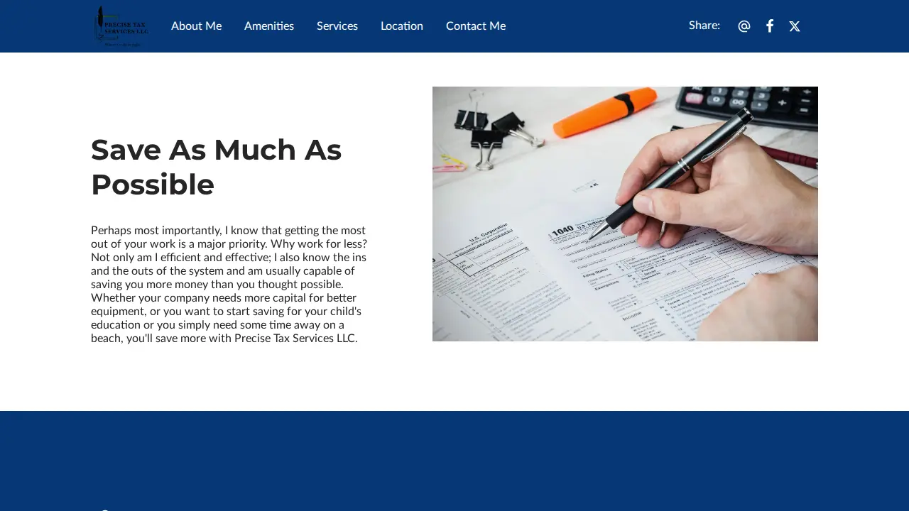 Precise Tax Services page