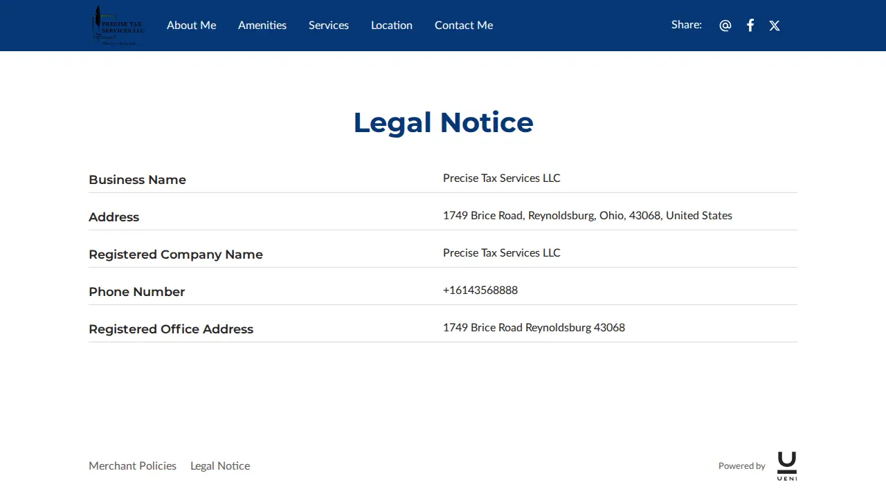 Precise Tax Services page