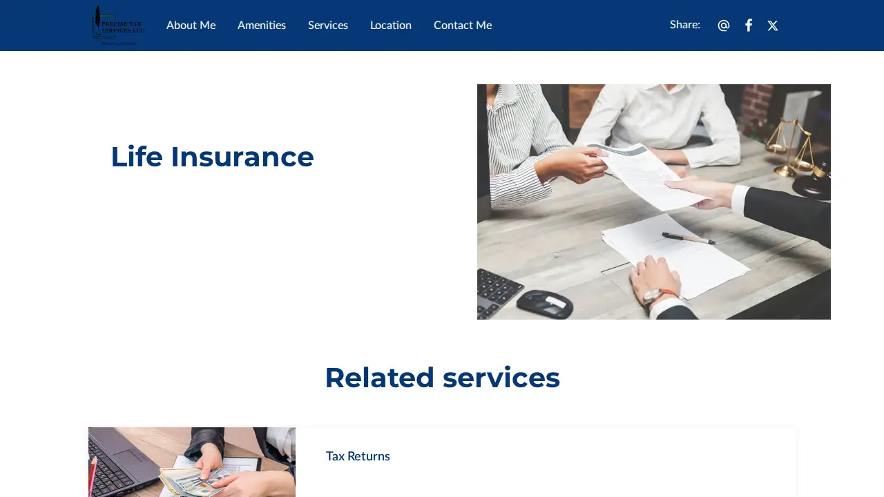Precise Tax Services page