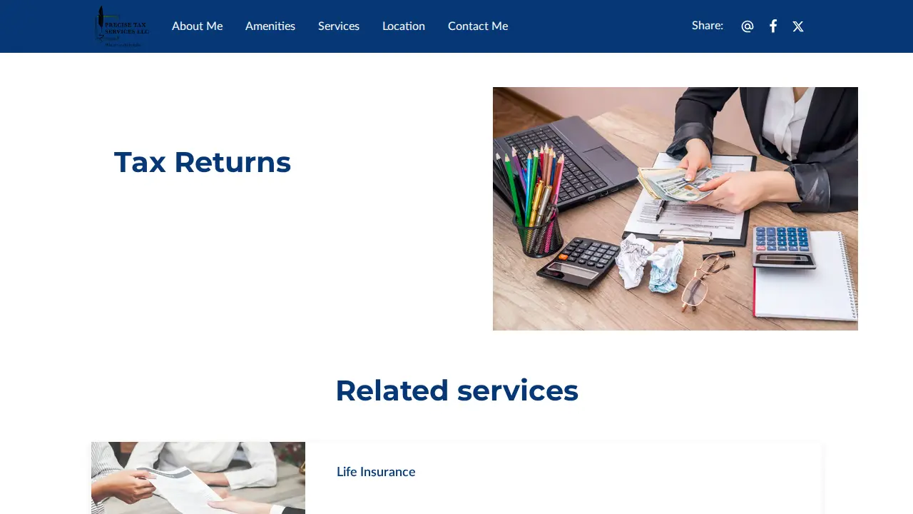 Precise Tax Services page