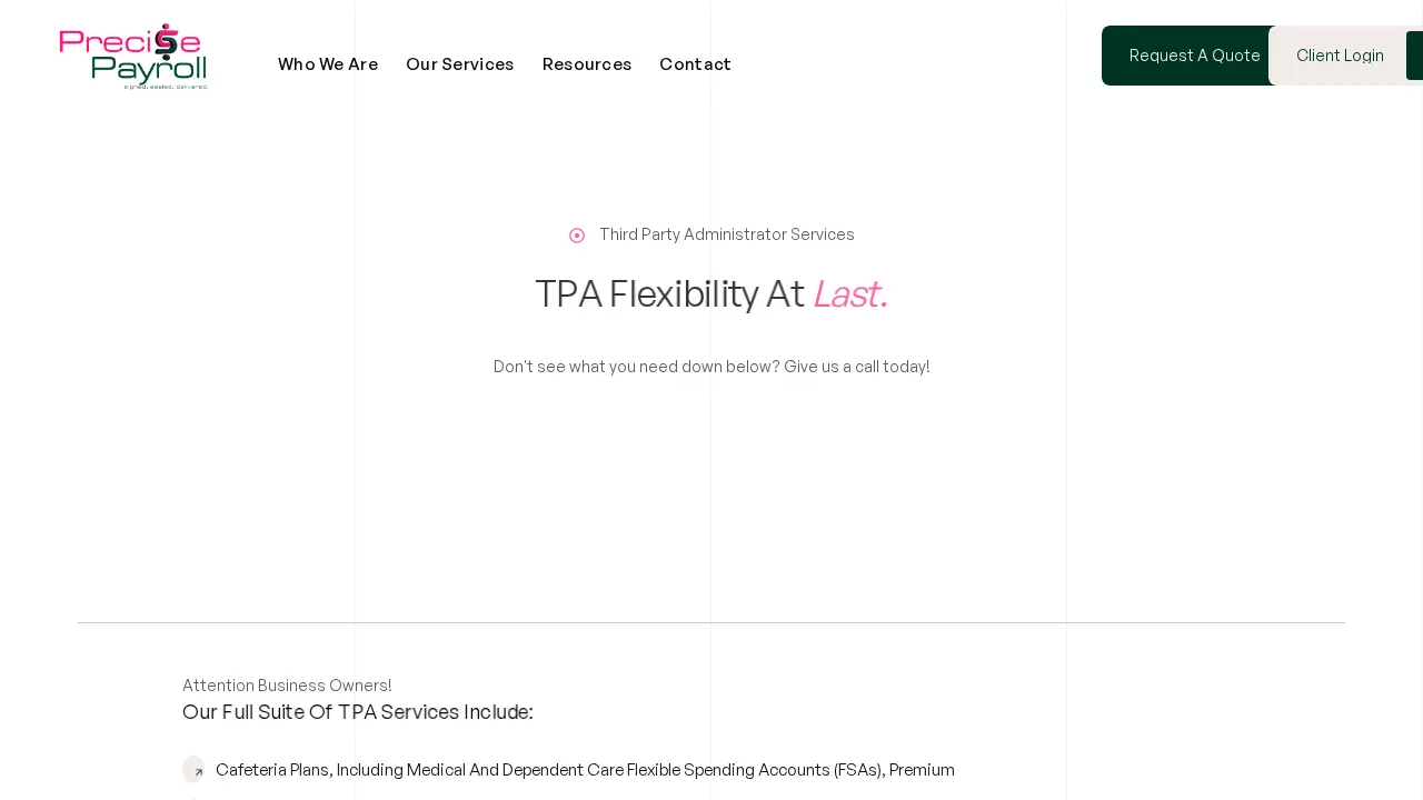 Precise Payroll page