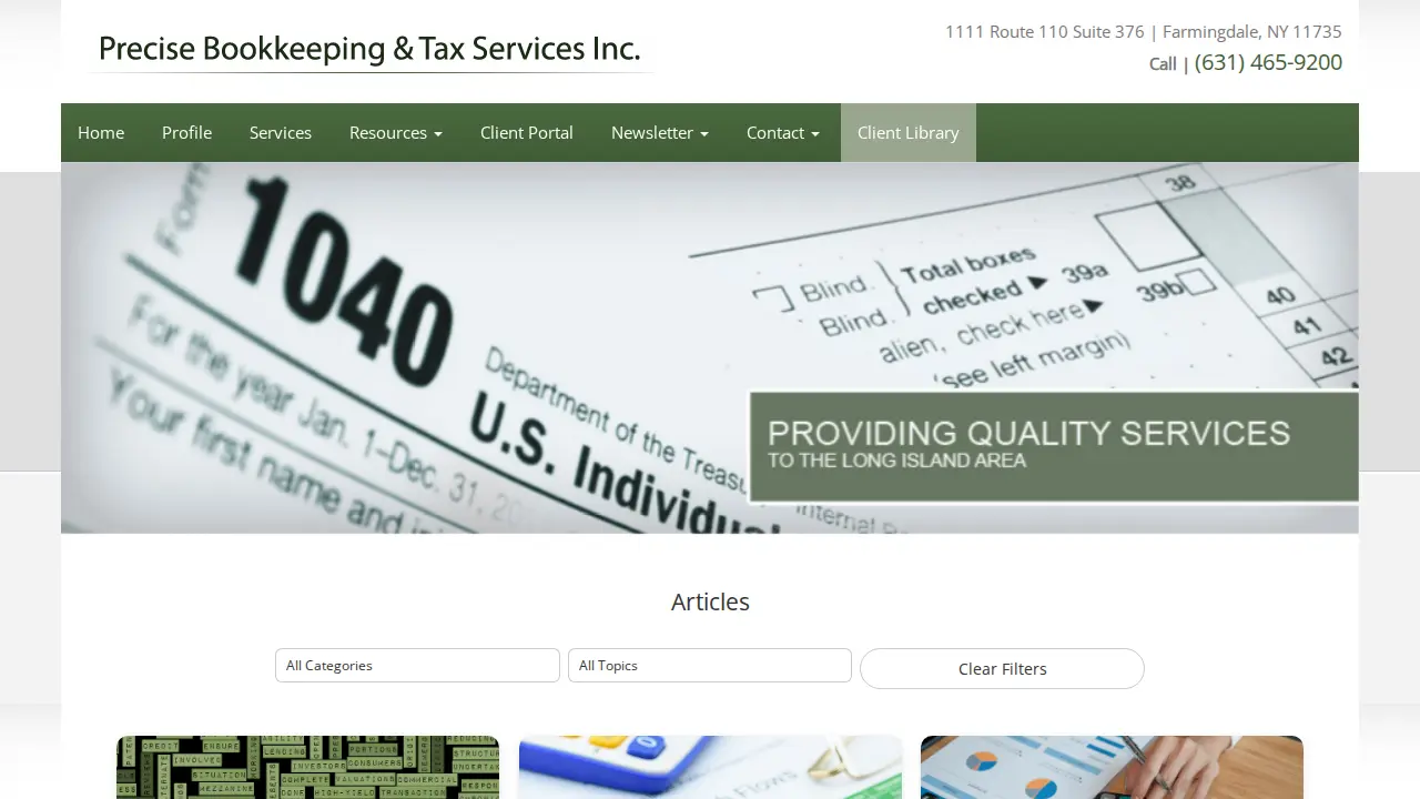 Precise Bookkeeping & Tax Services page