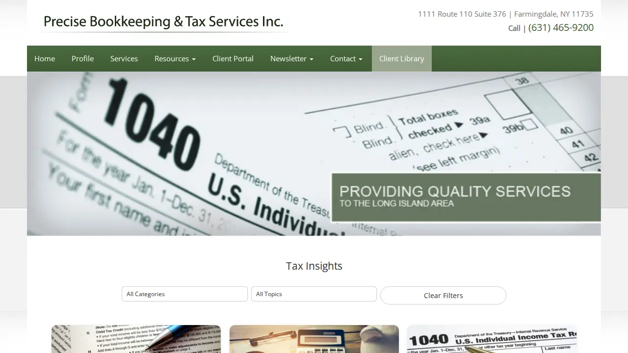 Precise Bookkeeping & Tax Services page