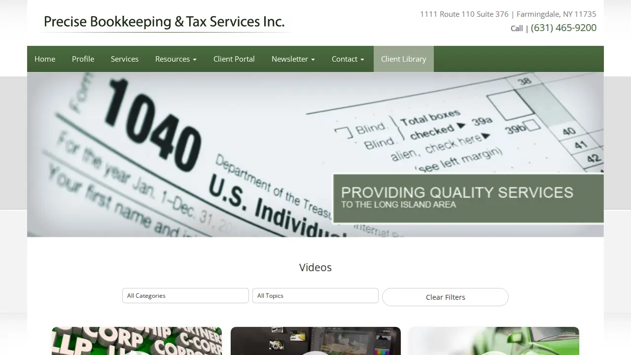 Precise Bookkeeping & Tax Services page