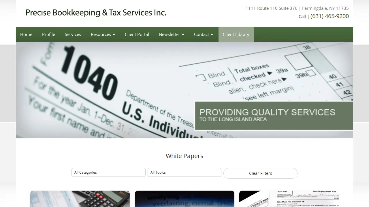 Precise Bookkeeping & Tax Services page