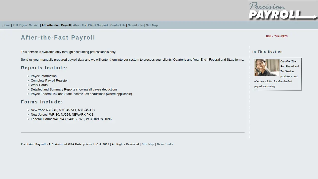 Precision Payroll page