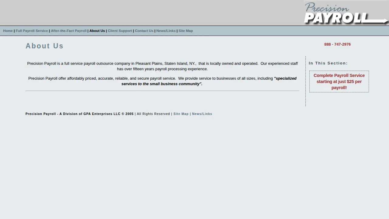 Precision Payroll page