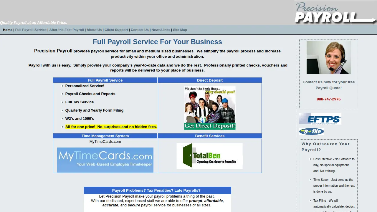Precision Payroll page