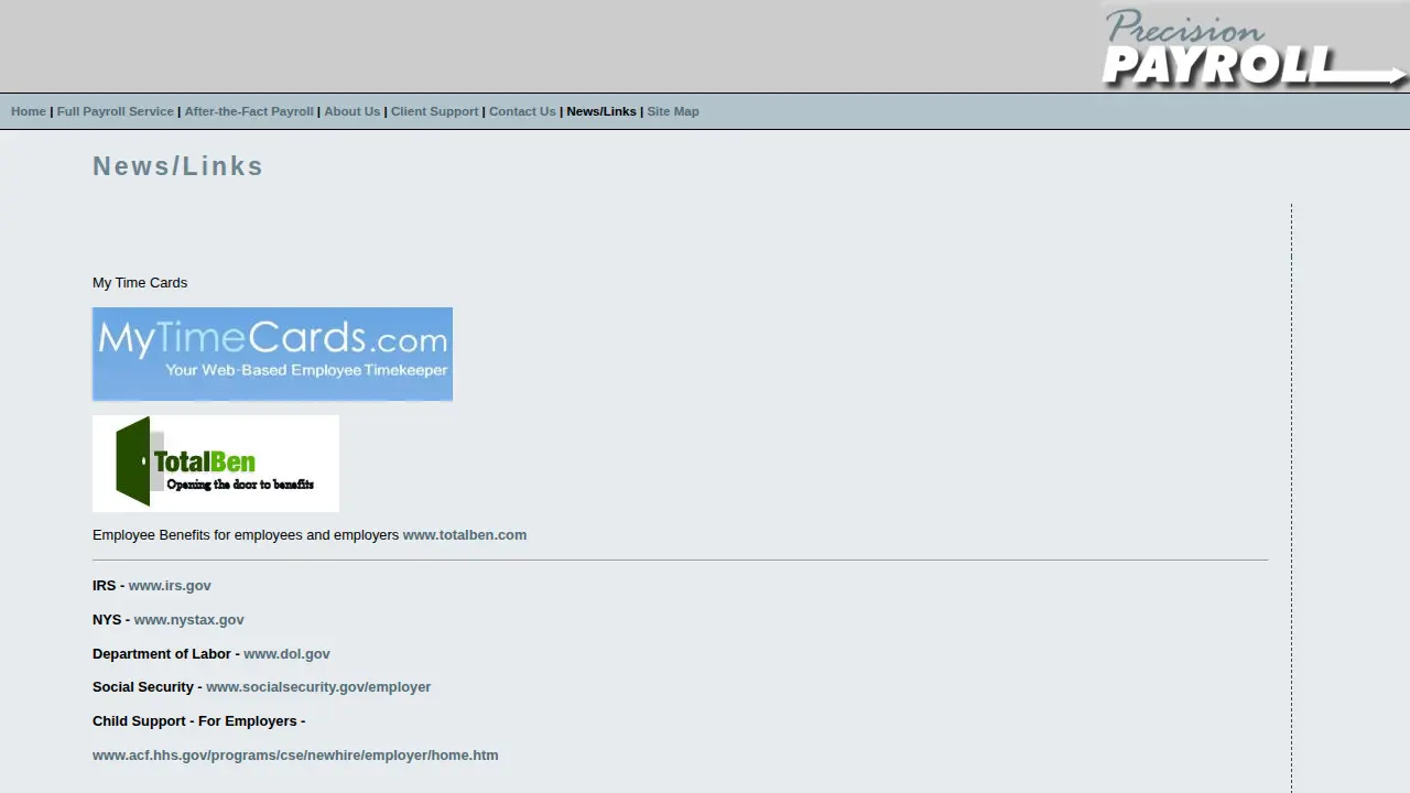 Precision Payroll page